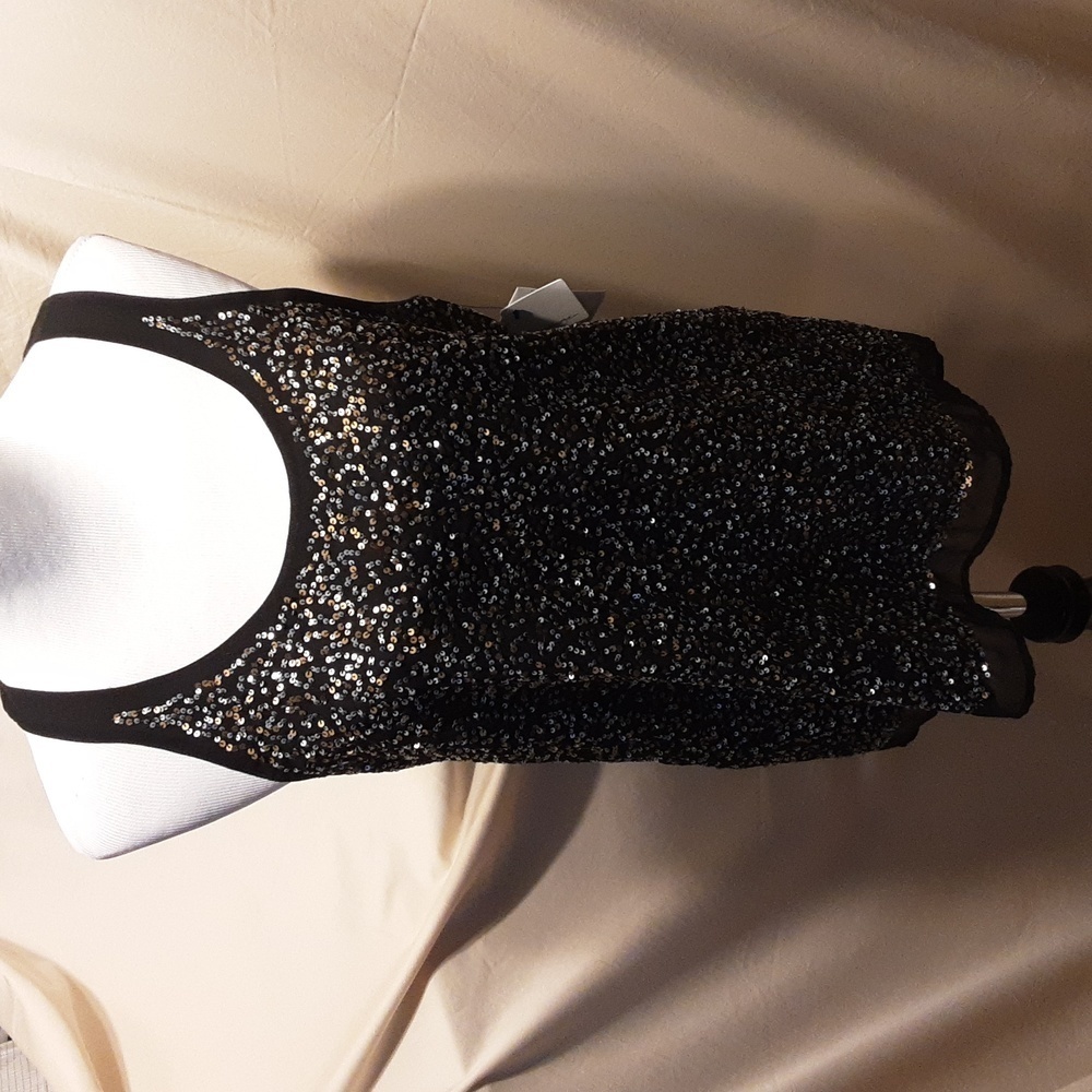 Halogen Mesh and Sequin Tank Top SZ MD